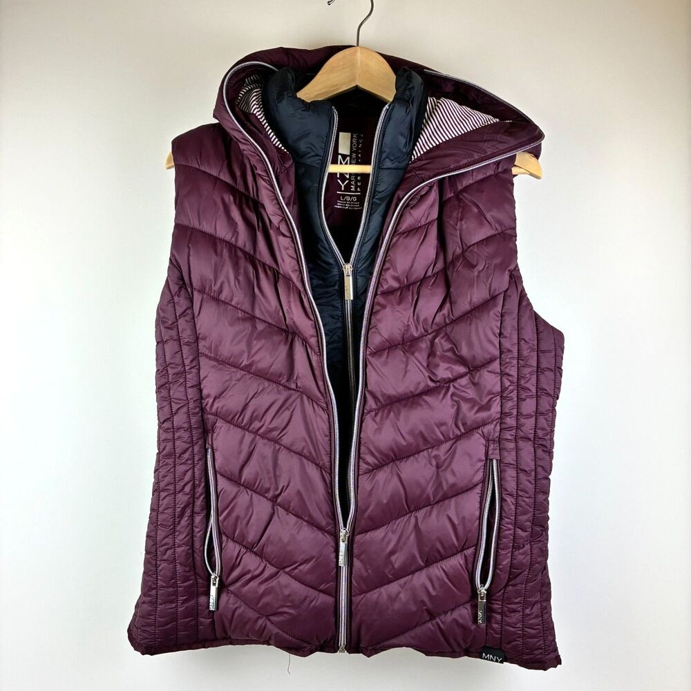 Marc New York Performance Women’s Quilted Puffer Vest Burgundy Maroon Black L